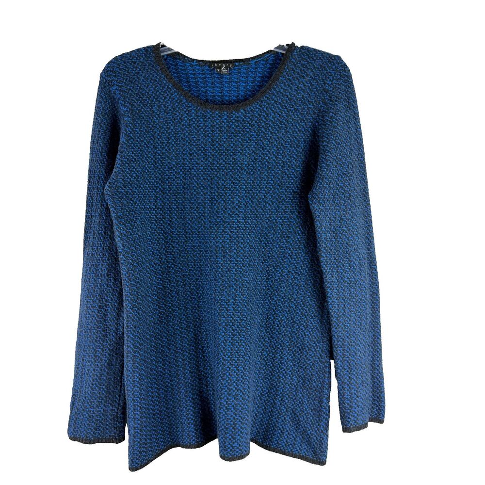 Theory 100% wool Electric Marl Waffle Knit Scoop Neck Pullover Sweater Size L